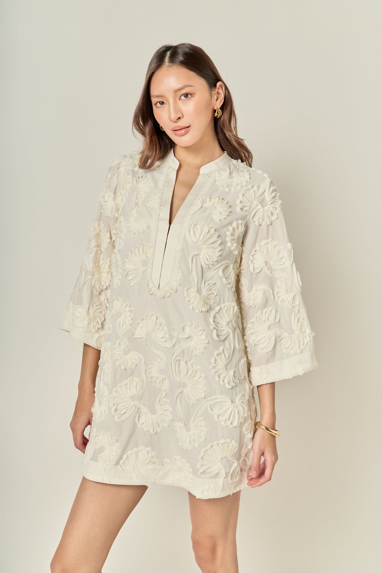 ENGLISH FACTORY - Sculpted Floral Mini Dress - DRESSES available at Objectrare