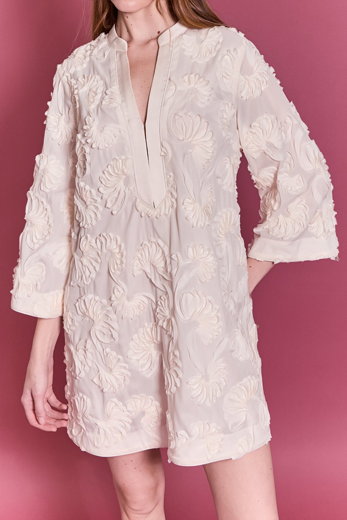 ENGLISH FACTORY - Sculpted Floral Mini Dress - DRESSES available at Objectrare