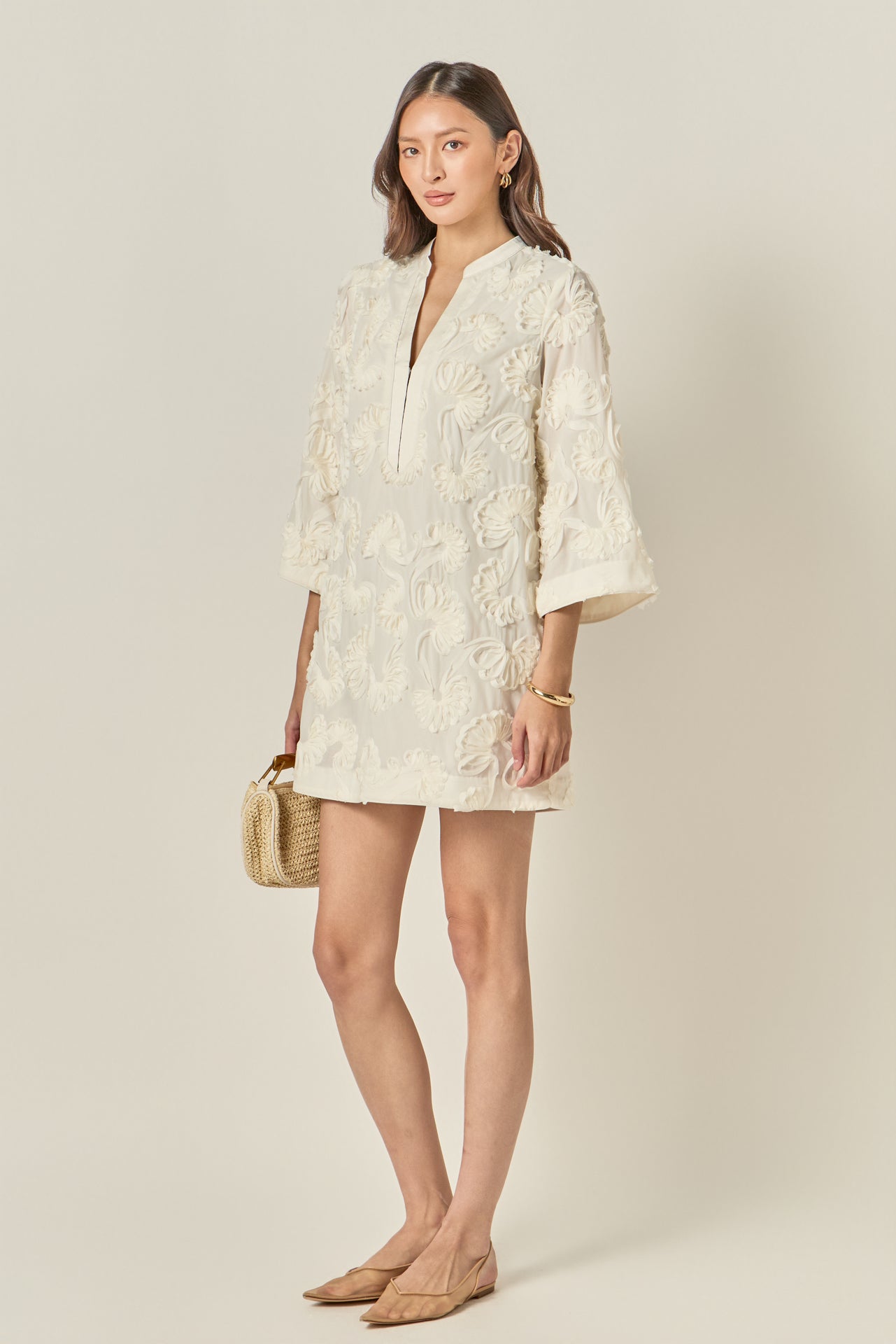 ENGLISH FACTORY - Sculpted Floral Mini Dress - DRESSES available at Objectrare