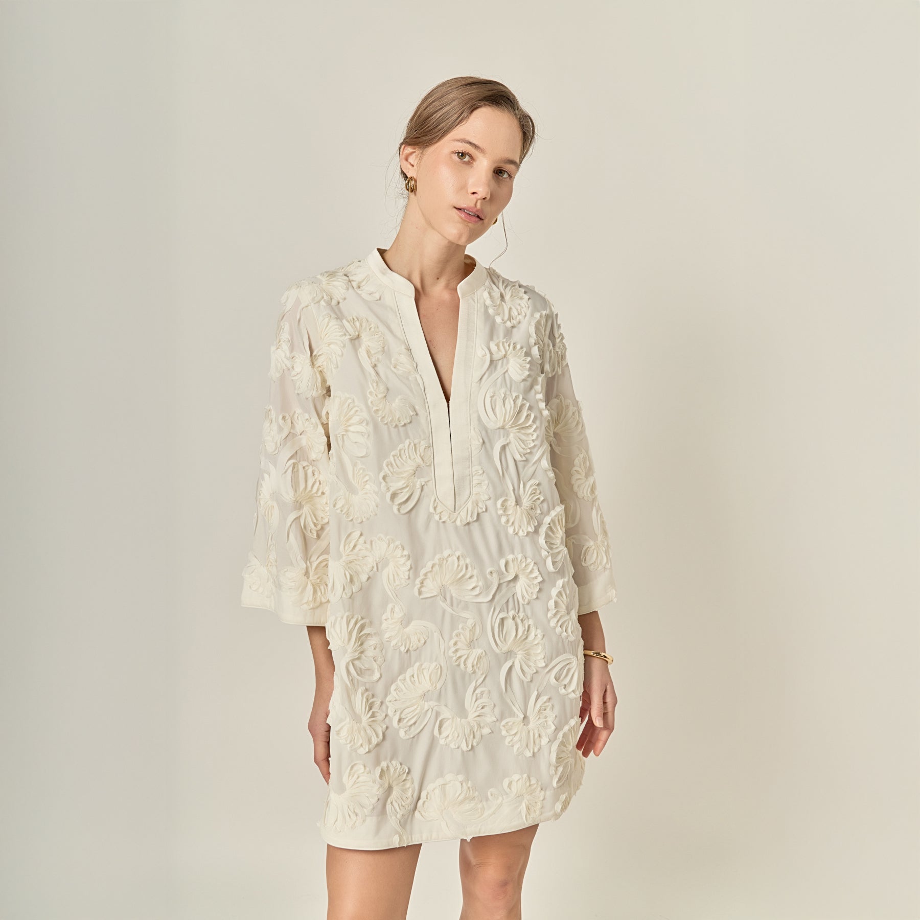 ENGLISH FACTORY - Sculpted Floral Mini Dress - DRESSES available at Objectrare