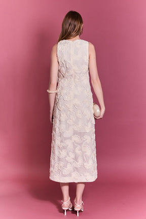ENGLISH FACTORY - Textured Floral Sleeveless Midi Dress - DRESSES available at Objectrare