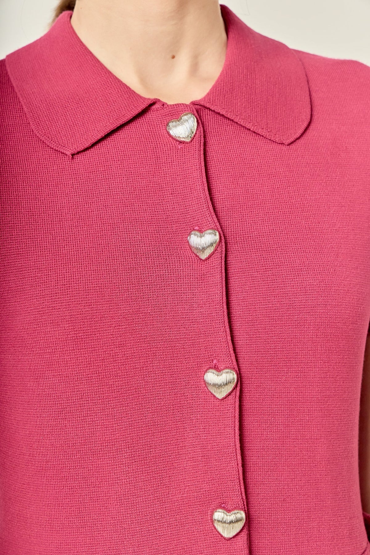 Heart Button Knit Mini Dress