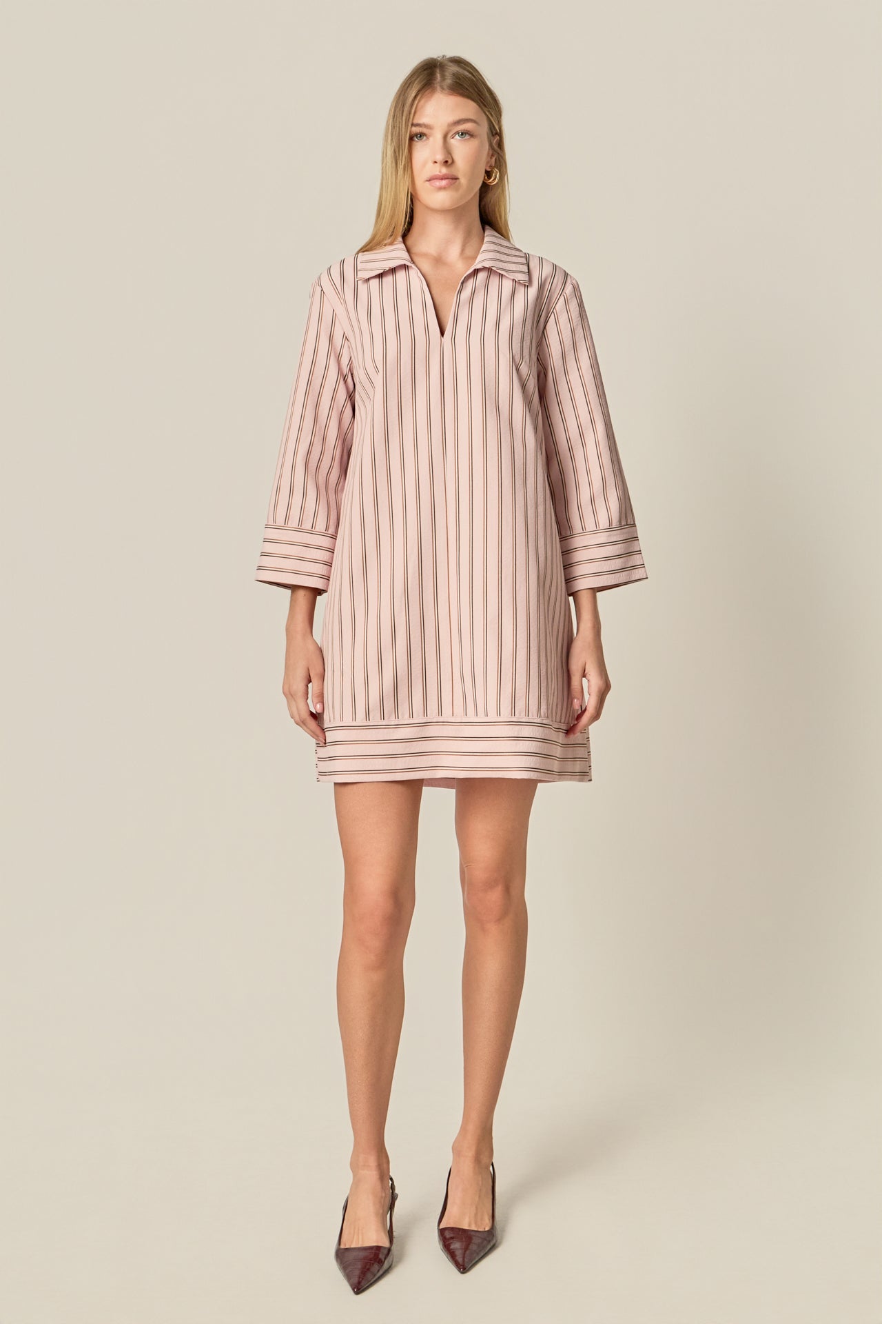 ENGLISH FACTORY - Stripe Collared Mini Dress - DRESSES available at Objectrare