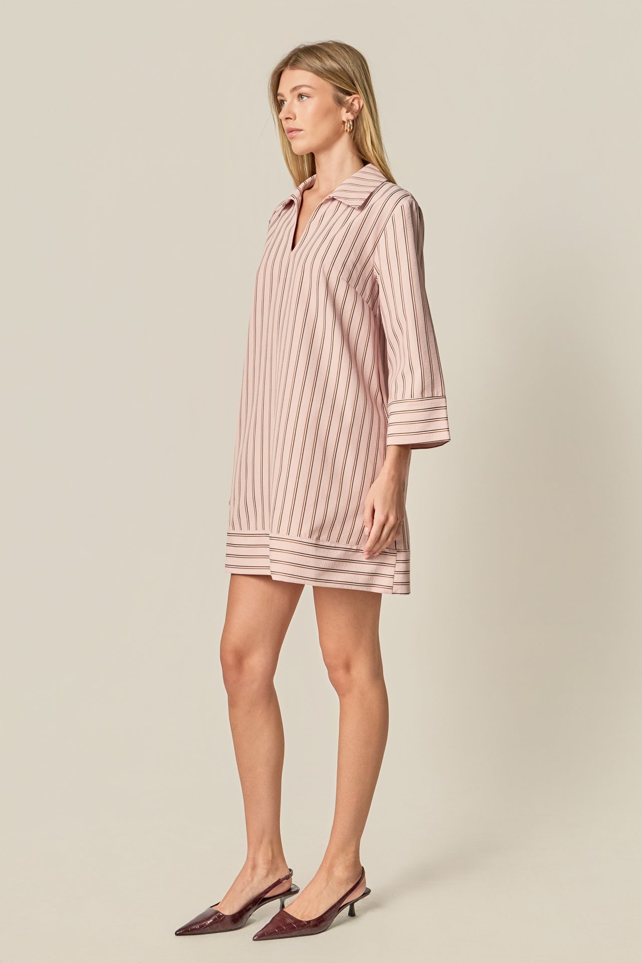 ENGLISH FACTORY - Stripe Collared Mini Dress - DRESSES available at Objectrare