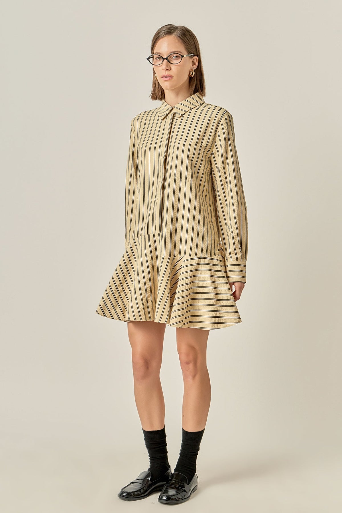 Collar Flare Skirt Dress