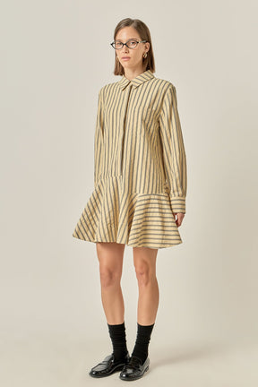 Collar Flare Skirt Dress