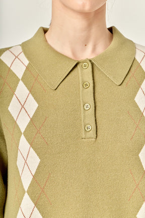 ENGLISH FACTORY - Argyle Polo Knit Dress - DRESSES available at Objectrare