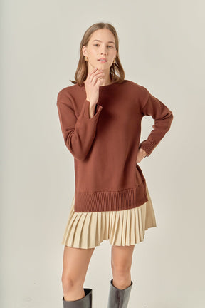 ENGLISH FACTORY - Mixed Media Pleated Mini Dress - DRESSES available at Objectrare