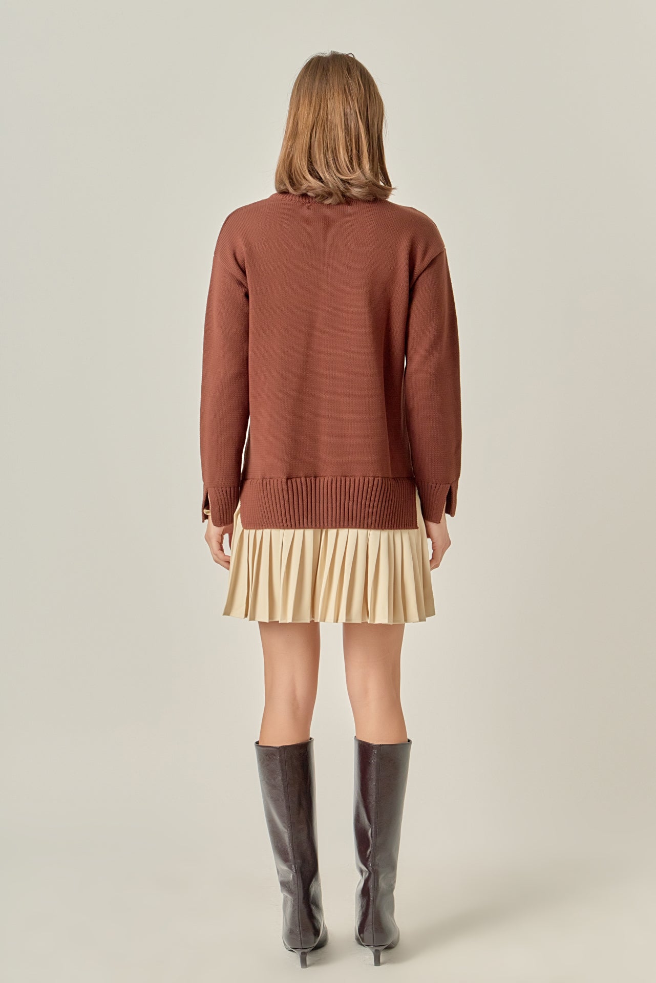 ENGLISH FACTORY - Mixed Media Pleated Mini Dress - DRESSES available at Objectrare