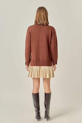 ENGLISH FACTORY - Mixed Media Pleated Mini Dress - DRESSES available at Objectrare