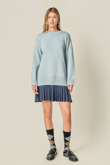 ENGLISH FACTORY - Mixed Media Pleated Mini Dress - DRESSES available at Objectrare