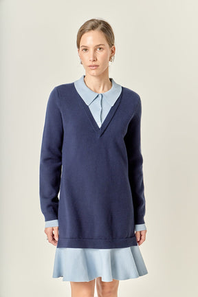 ENGLISH FACTORY - Camilla Colorblock Knit Mini Dress - DRESSES available at Objectrare