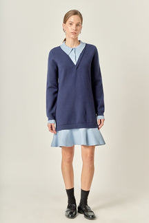 ENGLISH FACTORY - Camilla Colorblock Knit Mini Dress - DRESSES available at Objectrare