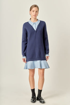 ENGLISH FACTORY - Camilla Colorblock Knit Mini Dress - DRESSES available at Objectrare