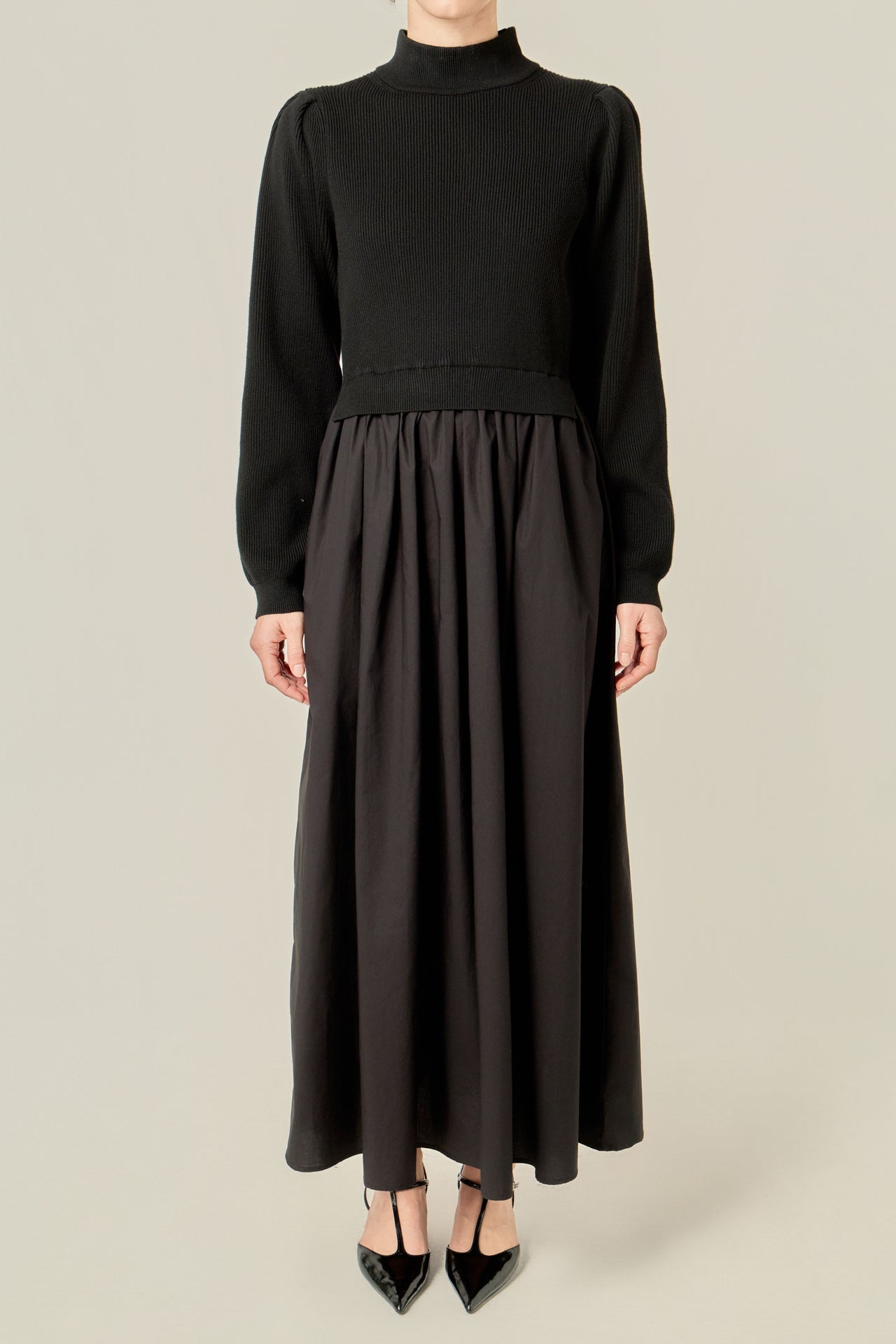 ENGLISH FACTORY - Peplum Waist Knit Midi Dress - DRESSES available at Objectrare