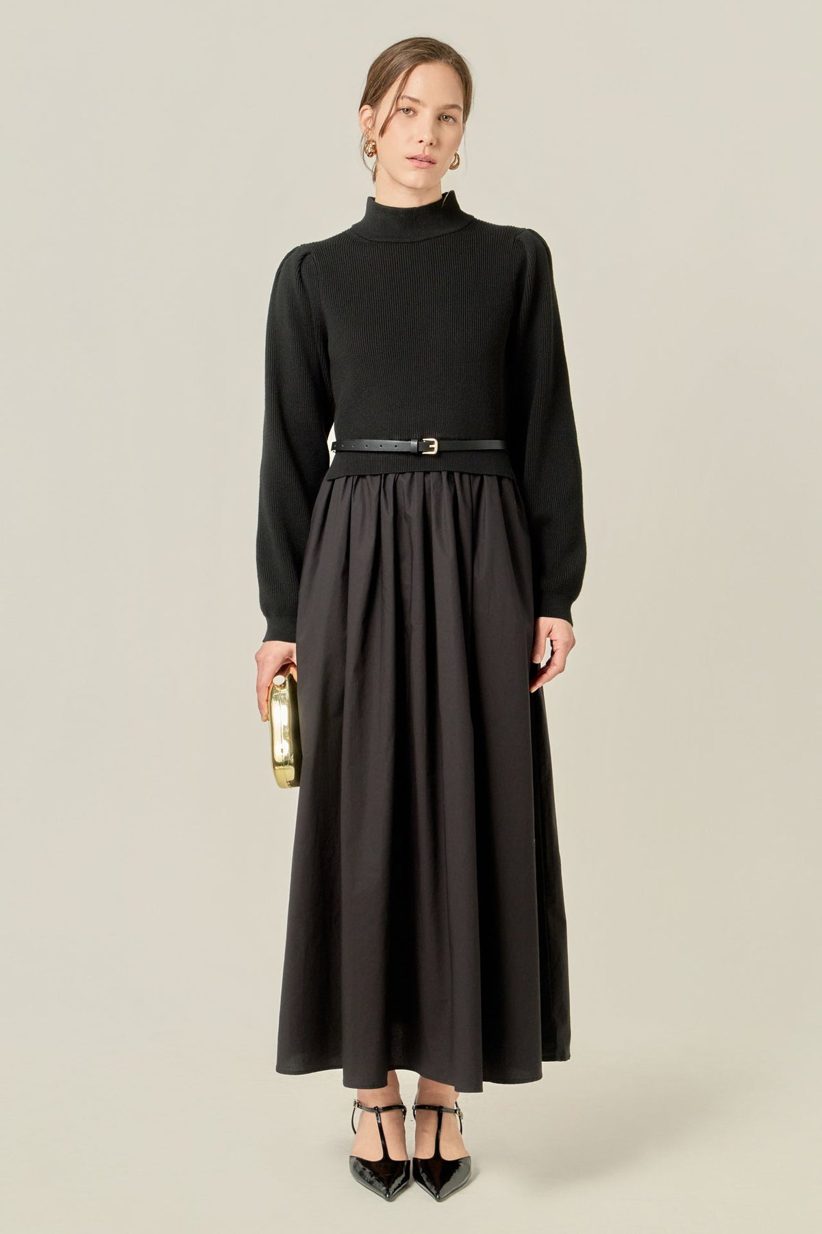 ENGLISH FACTORY - Peplum Waist Knit Midi Dress - DRESSES available at Objectrare