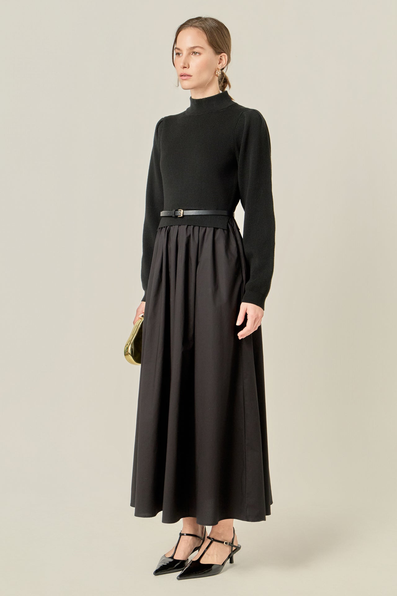 ENGLISH FACTORY - Peplum Waist Knit Midi Dress - DRESSES available at Objectrare