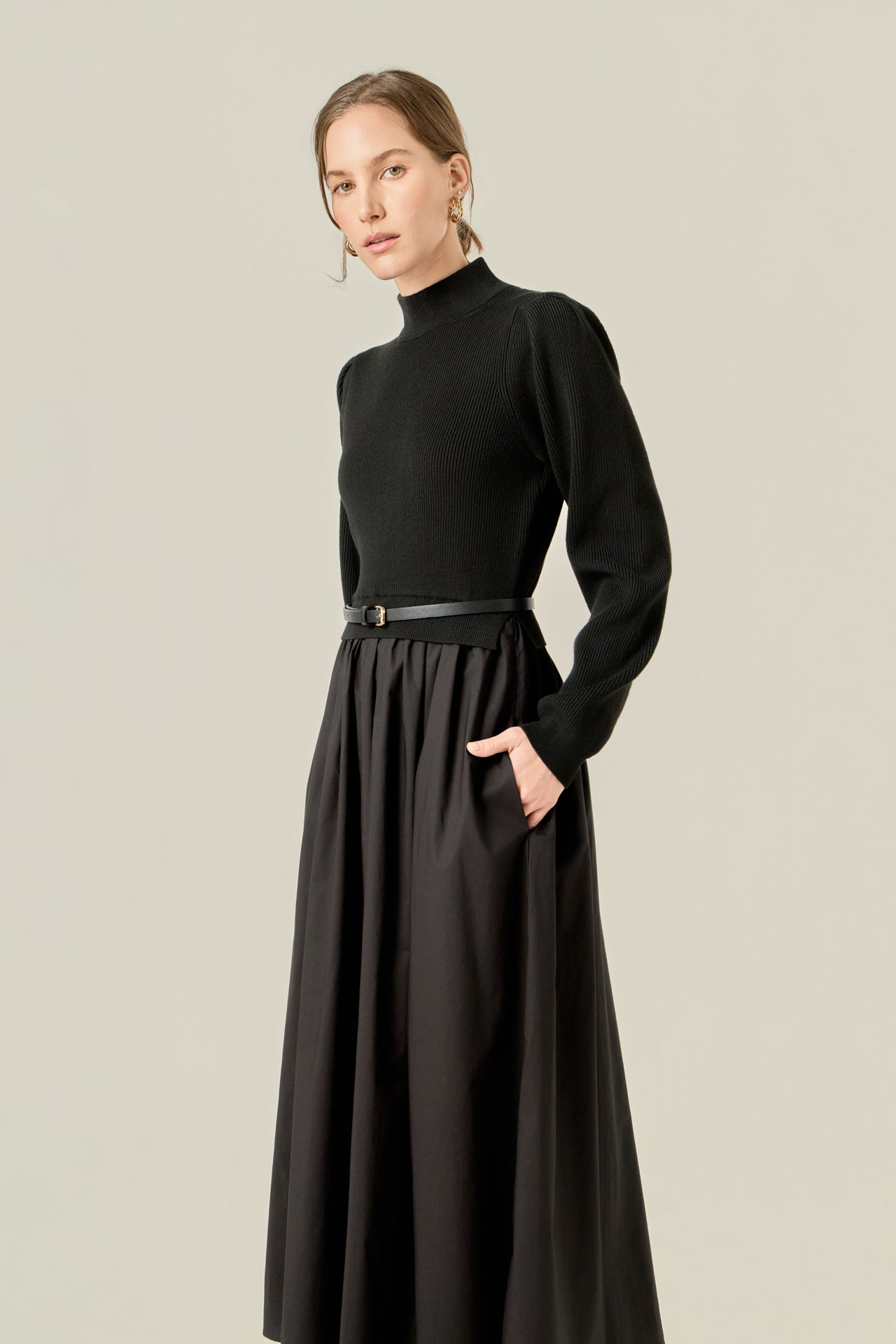 Peplum Waist Knit Midi Dress