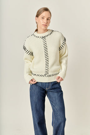 ENGLISH FACTORY - Stitch Detailed Chunky Crew Neck Knit - SWEATERS & KNITS available at Objectrare