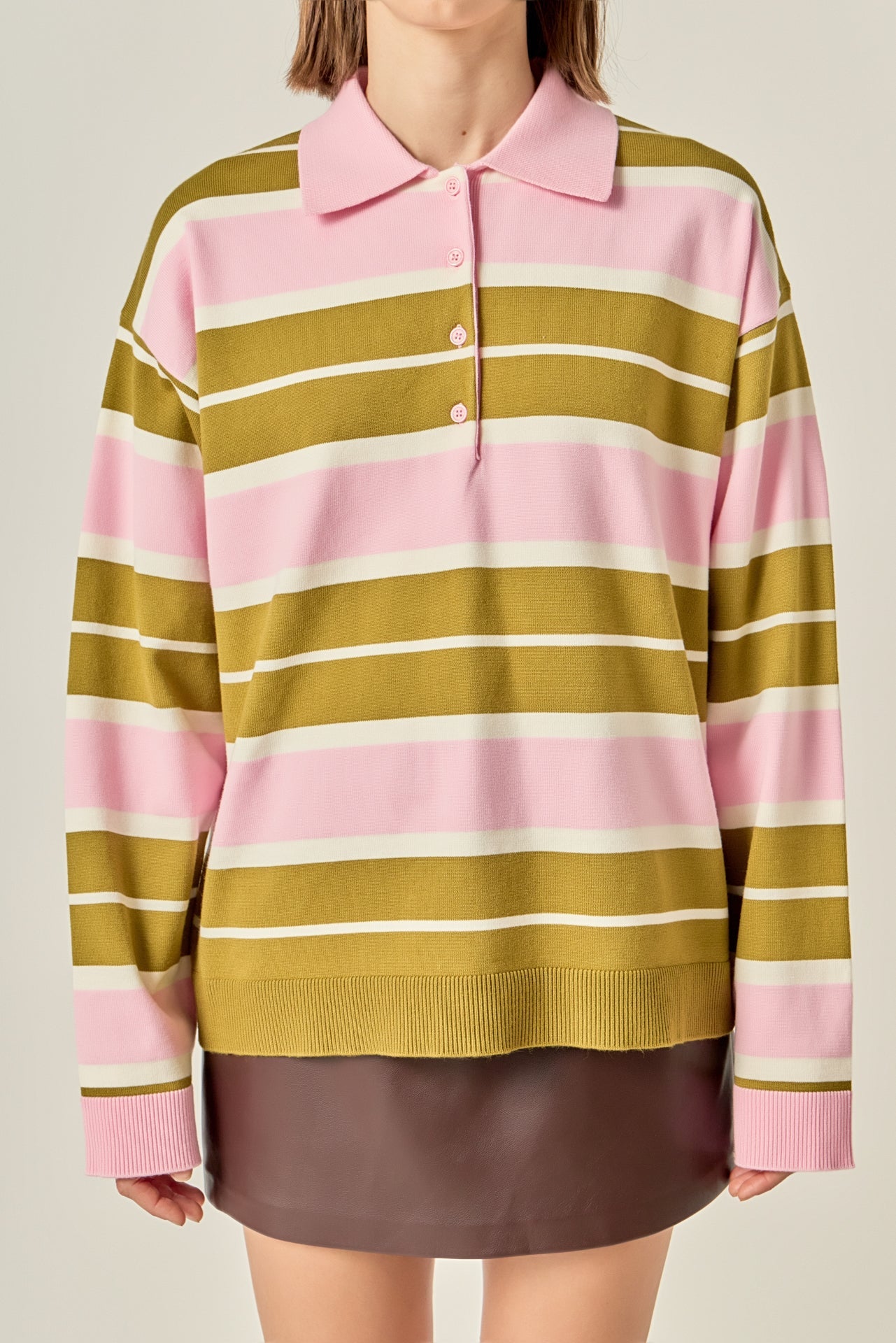 ENGLISH FACTORY - Striped Polo Knit Shirt - TOPS available at Objectrare