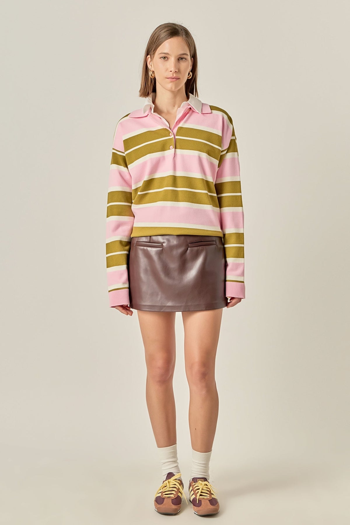 ENGLISH FACTORY - Striped Polo Knit Shirt - TOPS available at Objectrare
