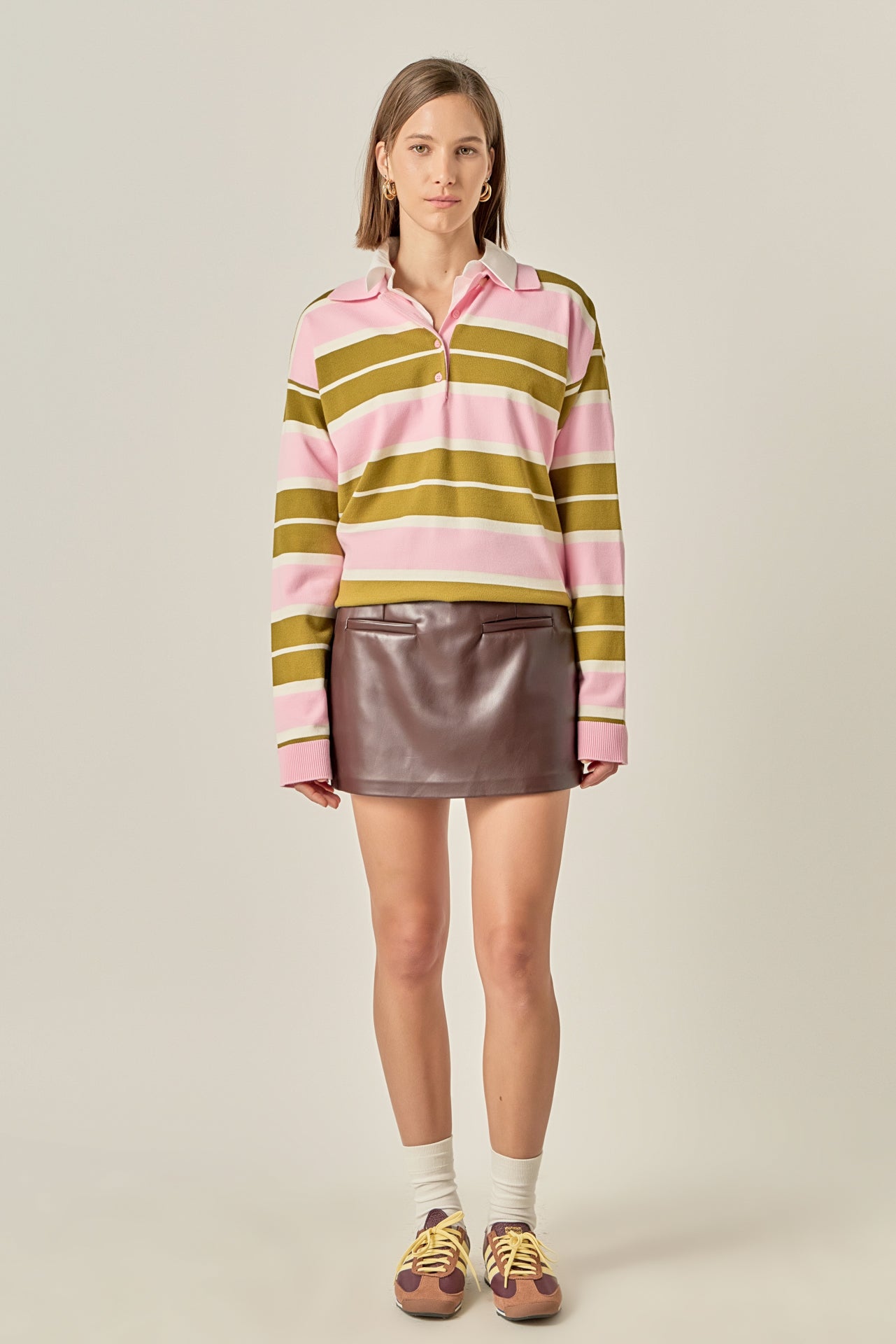 ENGLISH FACTORY - Striped Polo Knit Shirt - TOPS available at Objectrare