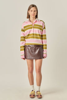 ENGLISH FACTORY - Striped Polo Knit Shirt - TOPS available at Objectrare