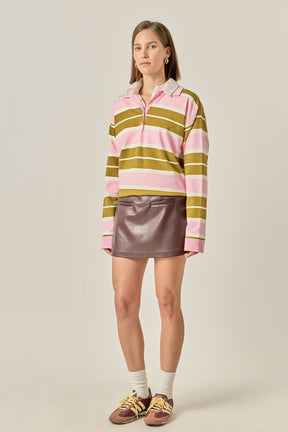 ENGLISH FACTORY - Striped Polo Knit Shirt - TOPS available at Objectrare