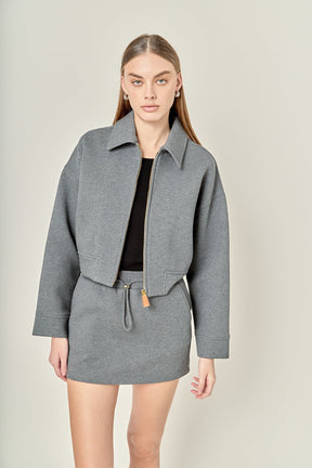 ENGLISH FACTORY - French Terry Zip-Up Jacket - JACKETS available at Objectrare