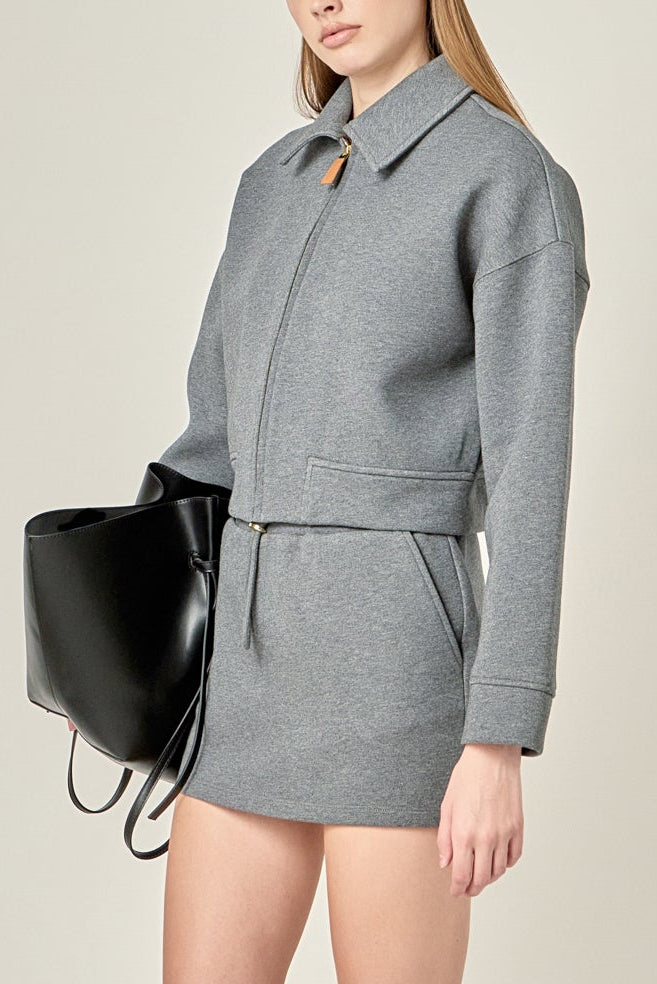 ENGLISH FACTORY - French Terry Zip-Up Jacket - JACKETS available at Objectrare