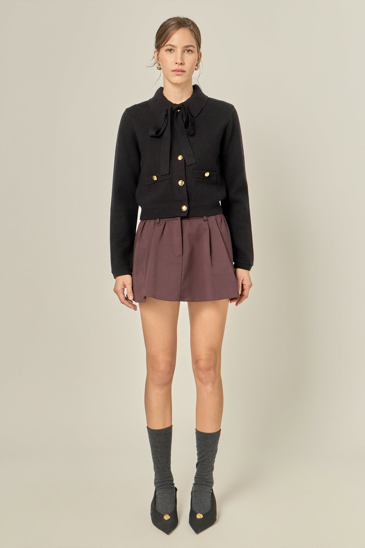 ENGLISH FACTORY - Detachable Bow Cardigan - SWEATERS & KNITS available at Objectrare