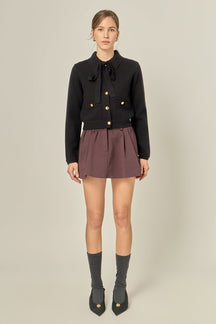 ENGLISH FACTORY - Detachable Bow Cardigan - SWEATERS & KNITS available at Objectrare