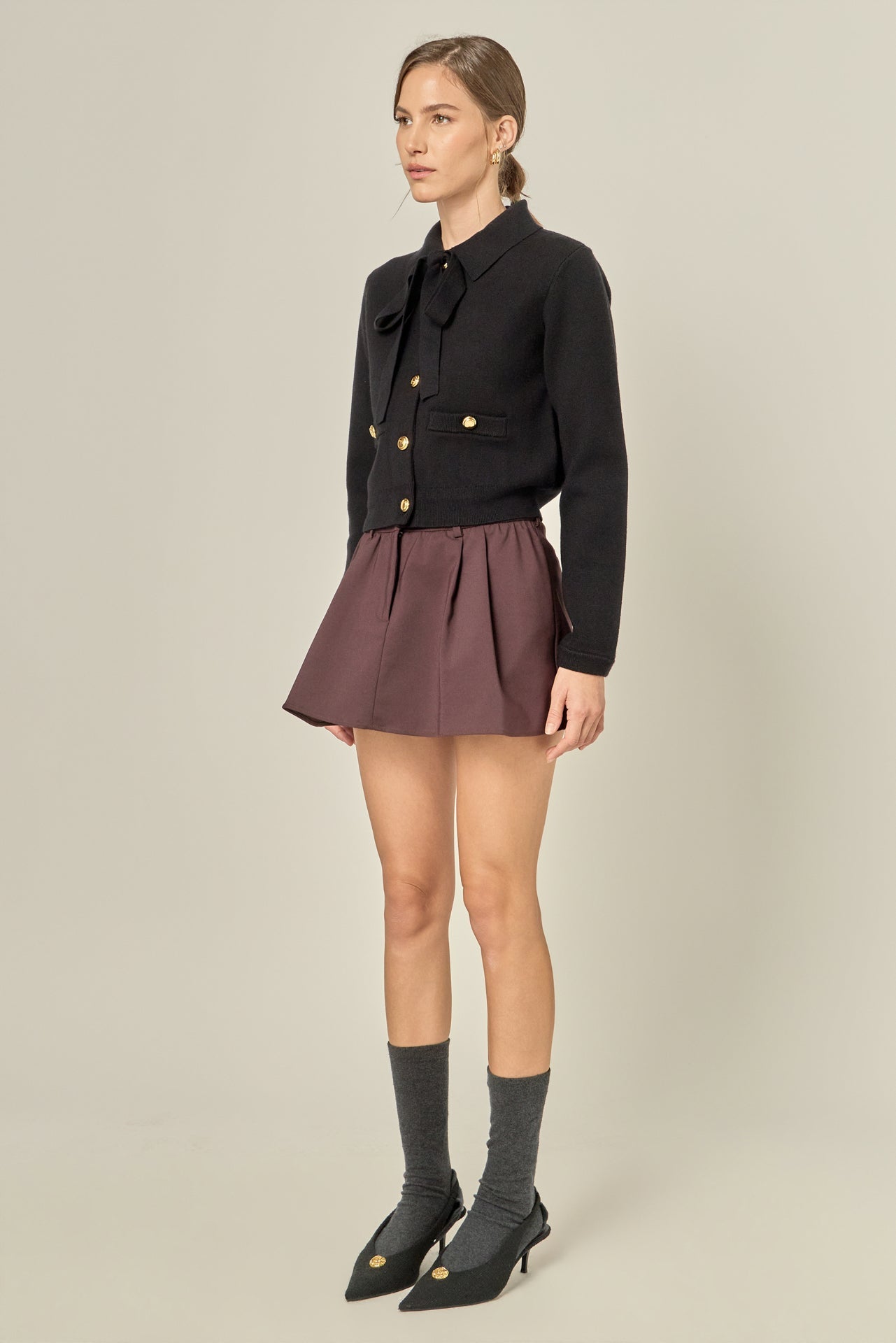 ENGLISH FACTORY - Detachable Bow Cardigan - SWEATERS & KNITS available at Objectrare