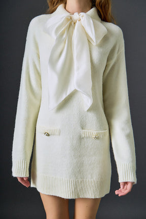 ENGLISH FACTORY - Detachable Bow Knit Dress - DRESSES available at Objectrare