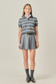 ENGLISH FACTORY - Striped Polo Knit Top - TOPS available at Objectrare