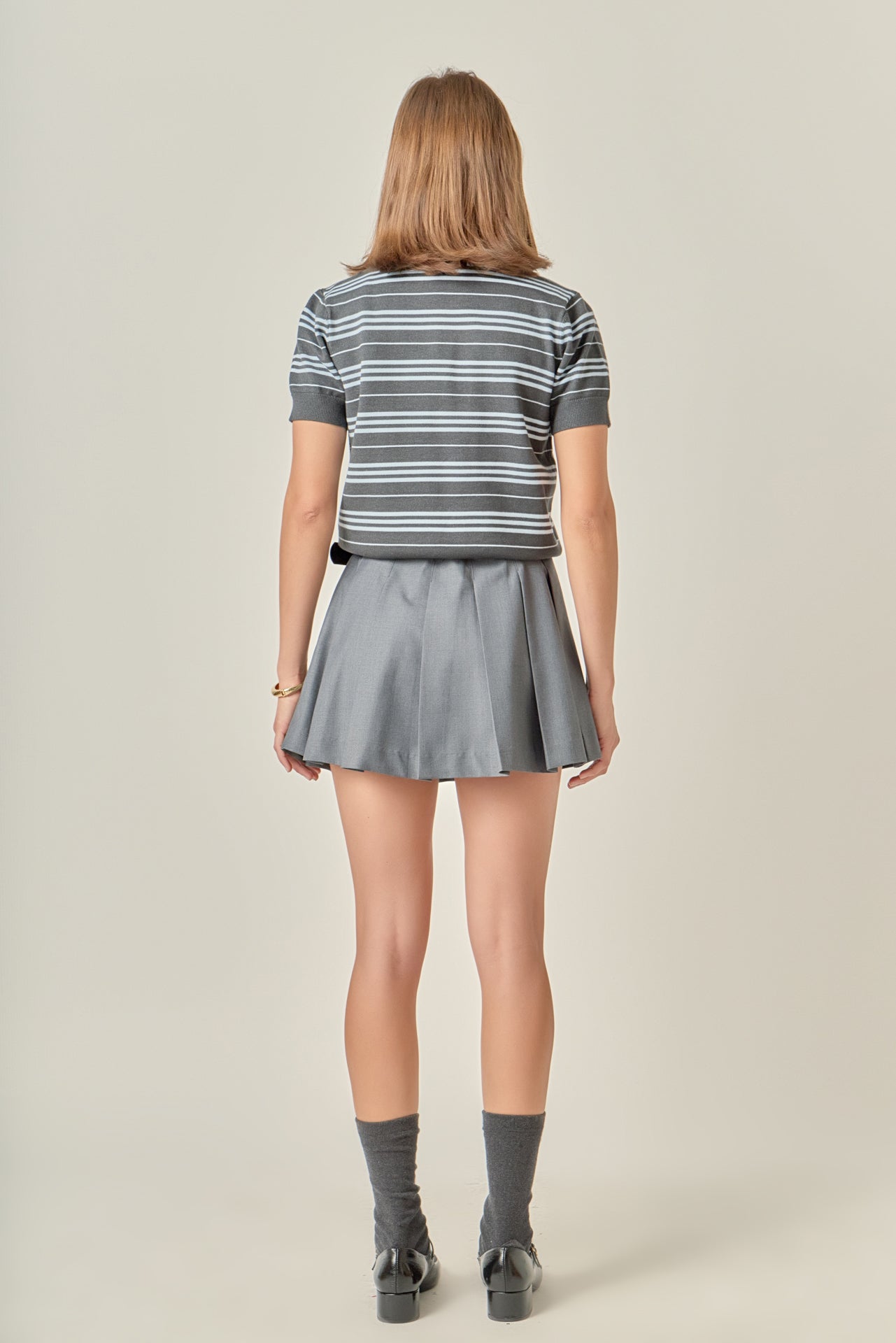 ENGLISH FACTORY - Striped Polo Knit Top - TOPS available at Objectrare