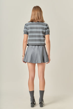ENGLISH FACTORY - Striped Polo Knit Top - TOPS available at Objectrare