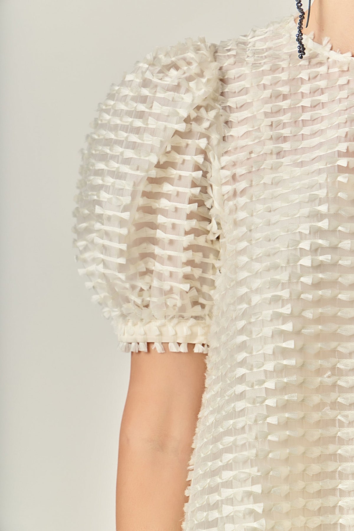 ENGLISH FACTORY - Textured Puff-Sleeve Blouse - SHIRTS & BLOUSES available at Objectrare
