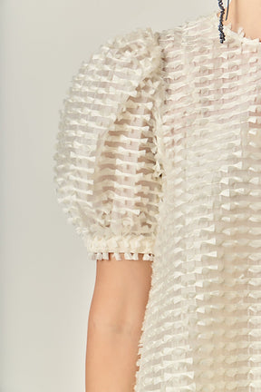 ENGLISH FACTORY - Textured Puff-Sleeve Blouse - SHIRTS & BLOUSES available at Objectrare