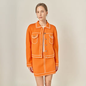 ENGLISH FACTORY - Denim-Look Knit Cardigan - SWEATERS & KNITS available at Objectrare