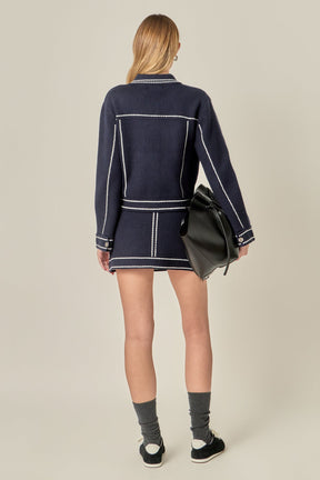 ENGLISH FACTORY - Denim-Look Knit Cardigan - SWEATERS & KNITS available at Objectrare