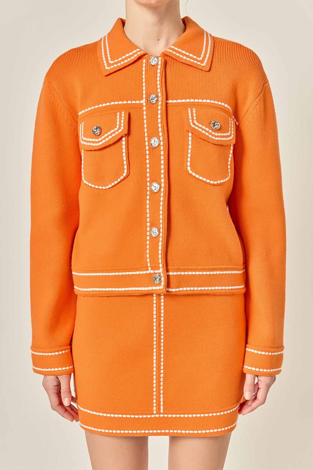 ENGLISH FACTORY - Denim-Look Knit Cardigan - SWEATERS & KNITS available at Objectrare