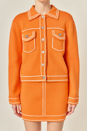 ENGLISH FACTORY - Denim-Look Knit Cardigan - SWEATERS & KNITS available at Objectrare
