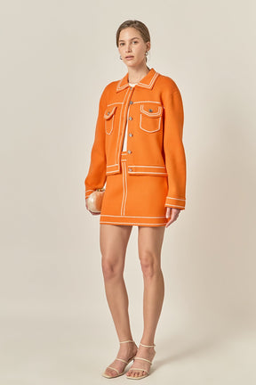 ENGLISH FACTORY - Denim-Look Knit Cardigan - SWEATERS & KNITS available at Objectrare