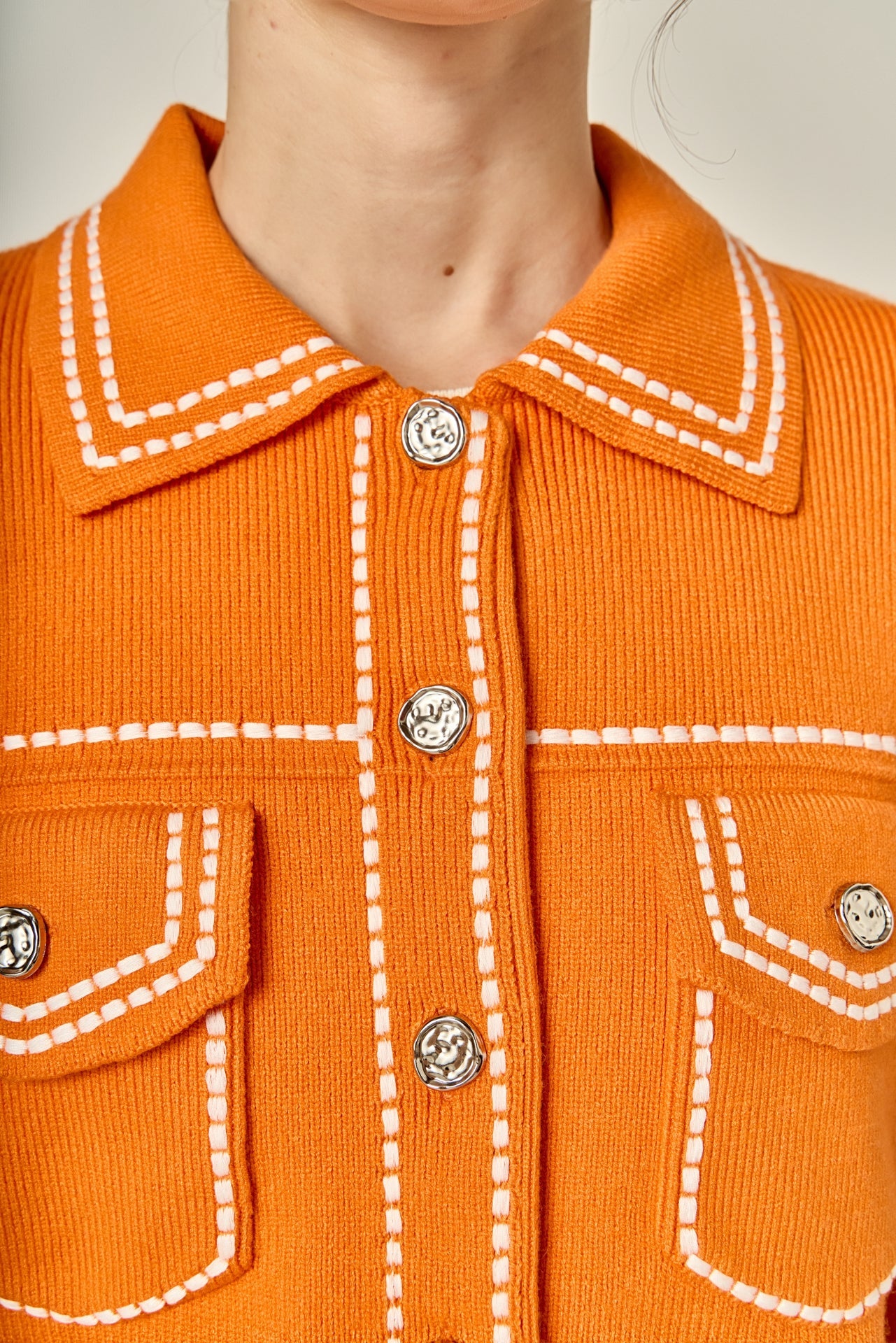 ENGLISH FACTORY - Denim-Look Knit Cardigan - SWEATERS & KNITS available at Objectrare