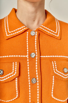 ENGLISH FACTORY - Denim-Look Knit Cardigan - SWEATERS & KNITS available at Objectrare
