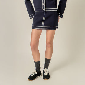 ENGLISH FACTORY - Denim-Look Knit Skirt - SKIRTS available at Objectrare