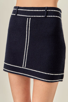 ENGLISH FACTORY - Denim-Look Knit Skirt - SKIRTS available at Objectrare