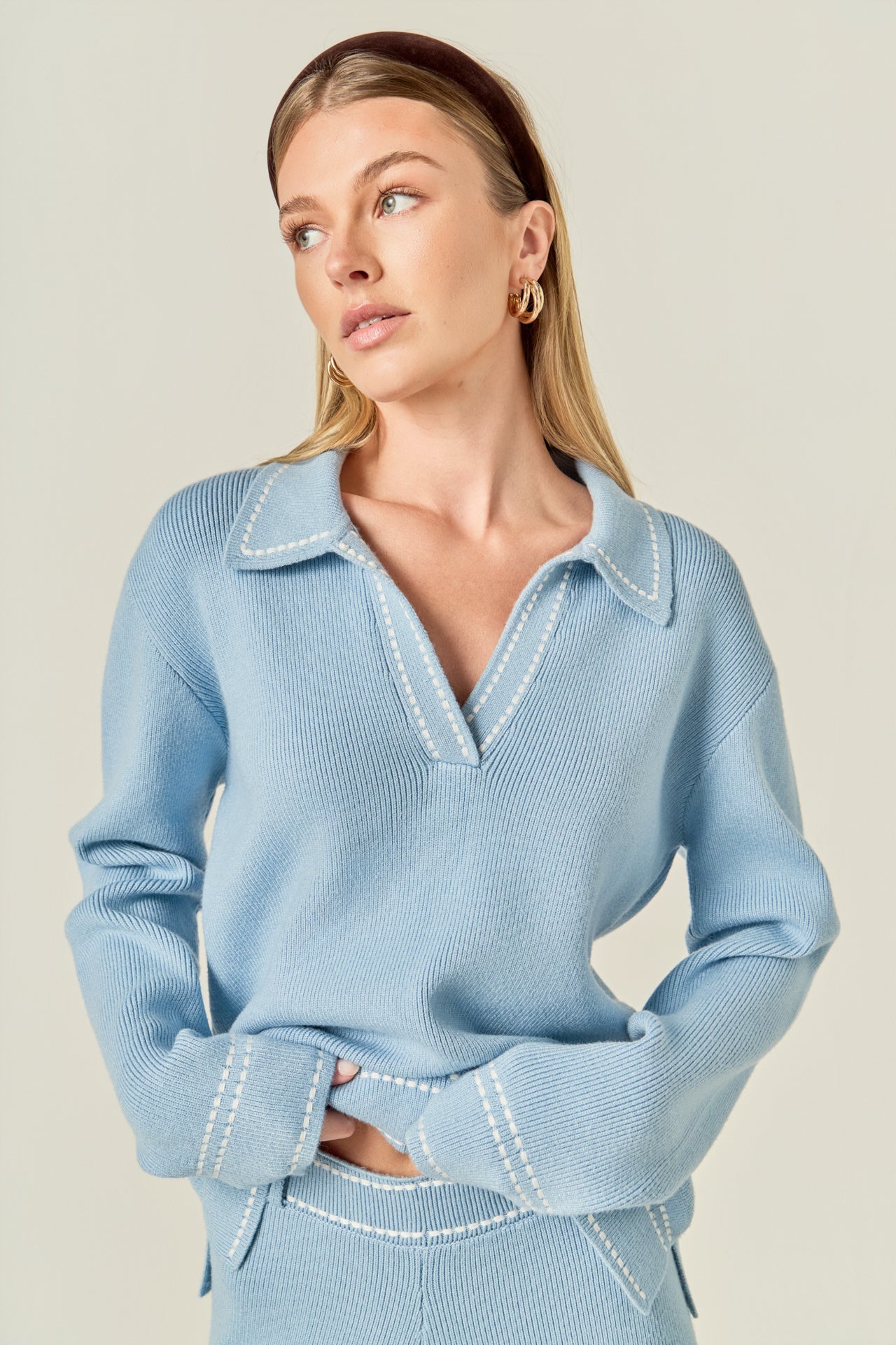 ENGLISH FACTORY - Stitch Detailed Polo Knit - TOPS available at Objectrare