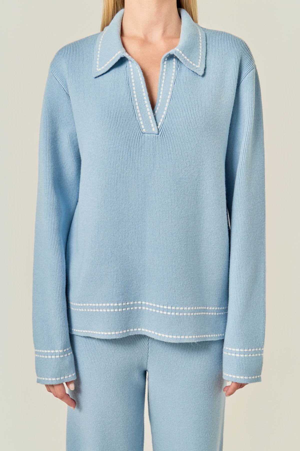 ENGLISH FACTORY - Stitch Detailed Polo Knit - TOPS available at Objectrare